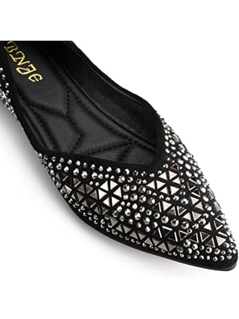 Rhinestone Pointed Ballet Flats for Women | Comfortable Soft Memory Foam Insole - Picture 3 of 5